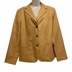 Orvis Womens SZ 16 Khaki Blazer 3-Button Coat Jacket Business Padded Denim Elbow